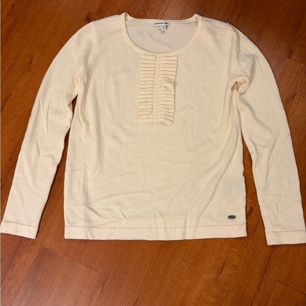 Lacoste Cream Wool Blend Sweater